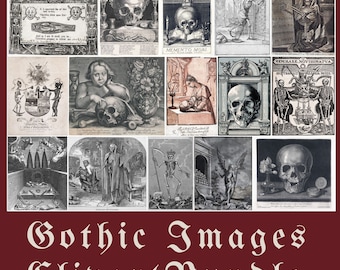 Gothic Skeleton Clip Art Bundle: Vintage Halloween Digital Images (PNG & JPEG)