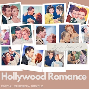 Hollywood Ephemera 1930s Movie Hollywood Star Couples Clip Art Bundle for Collage and Junk Journal