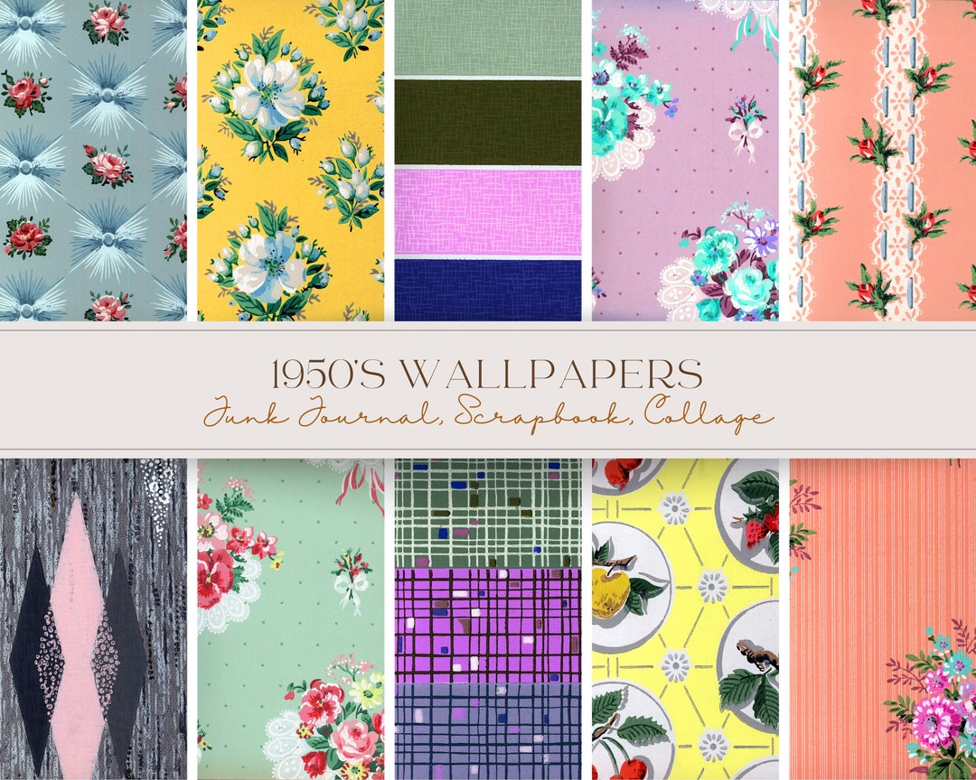 Midcentury Printable Digital Paper - Vintage 1950s Wallpaper Design ...