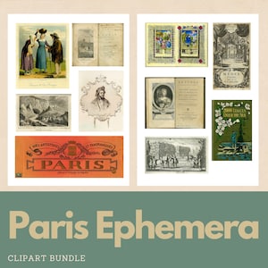 Paris Ephemera Vintage Paris Clipart Bundle Antikes Pariser Junk Journal
