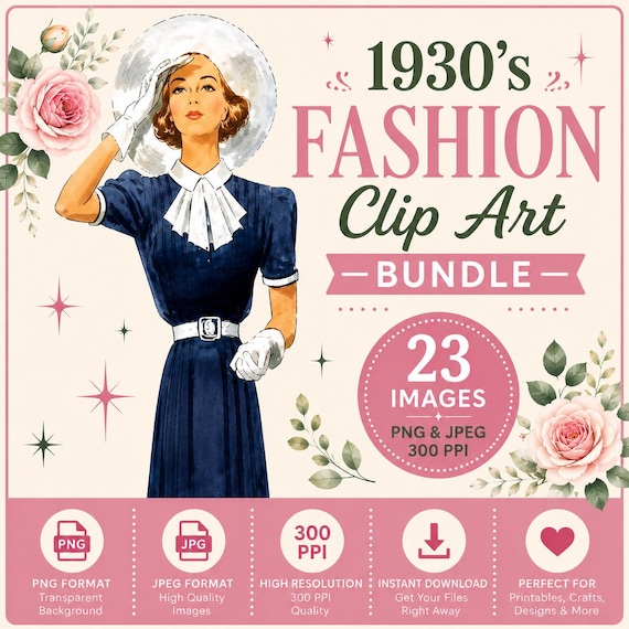 APPAREL ARTS アパレルアート1930年代 ファッション 広告 資料 1930年代のレディースファッションクリップアートセット 1930年代の