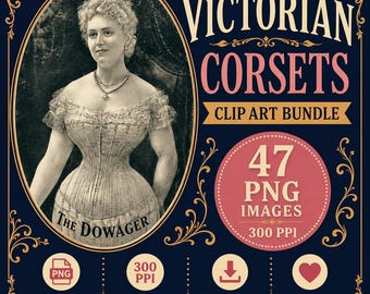 Victorian Corsets Clipart Bundle: 1890s Ephemera (Digital Download)