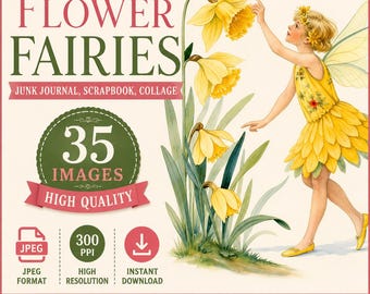 Flower Fairy Clipart Bundle Vintage Flower Fairies Digital Download Commercial Use