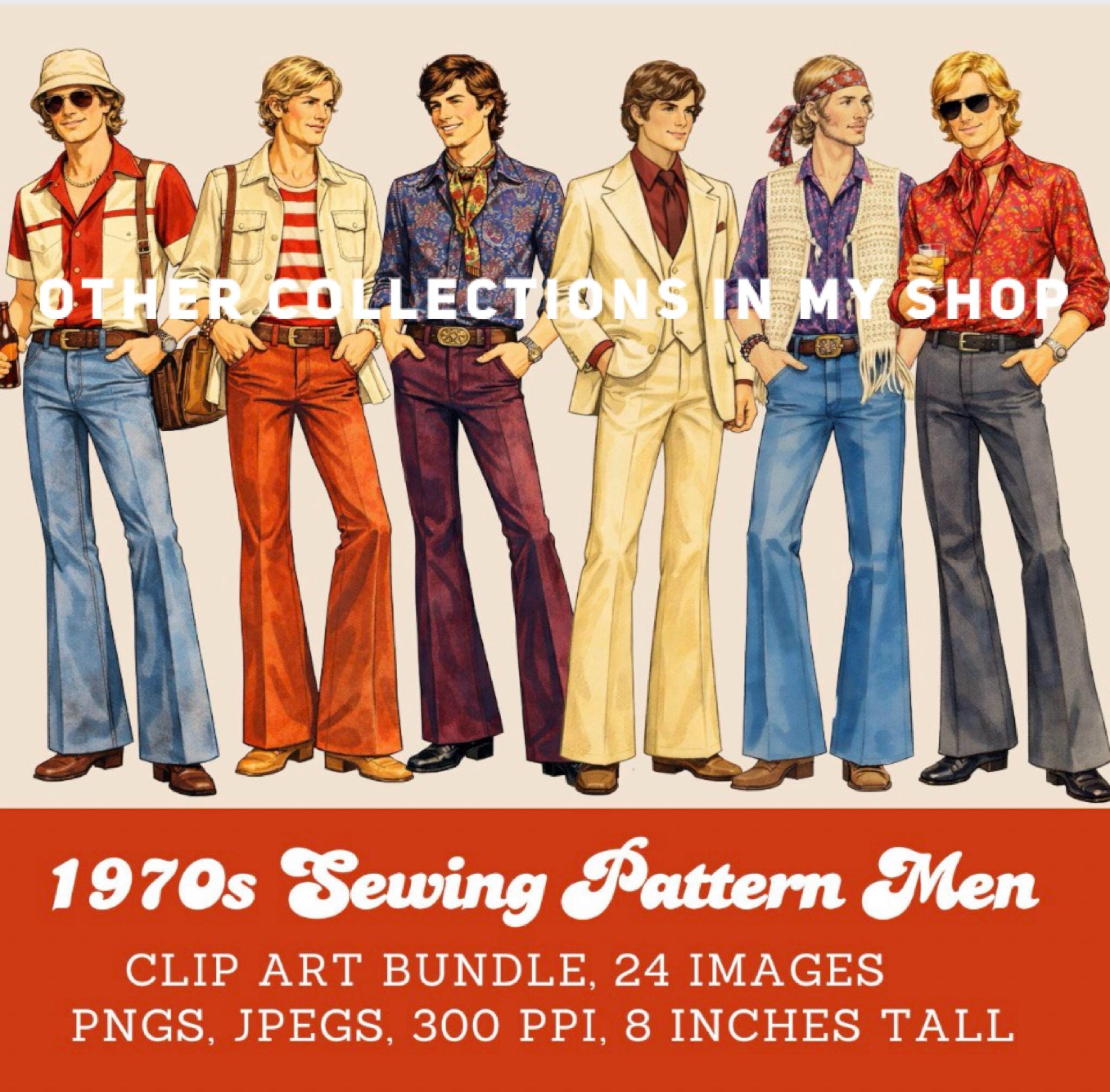 70s Businessmen Clipart Bundle Groovy 1970s Man Fashion Clip Art Bundle ...