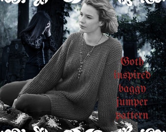 1990s Gothic Style Baggy Jumper Knitting Pattern