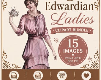 Bundle de cliparts mode édouardienne vintage Mesdames difficiles coupes images numériques femmes édouardiennes