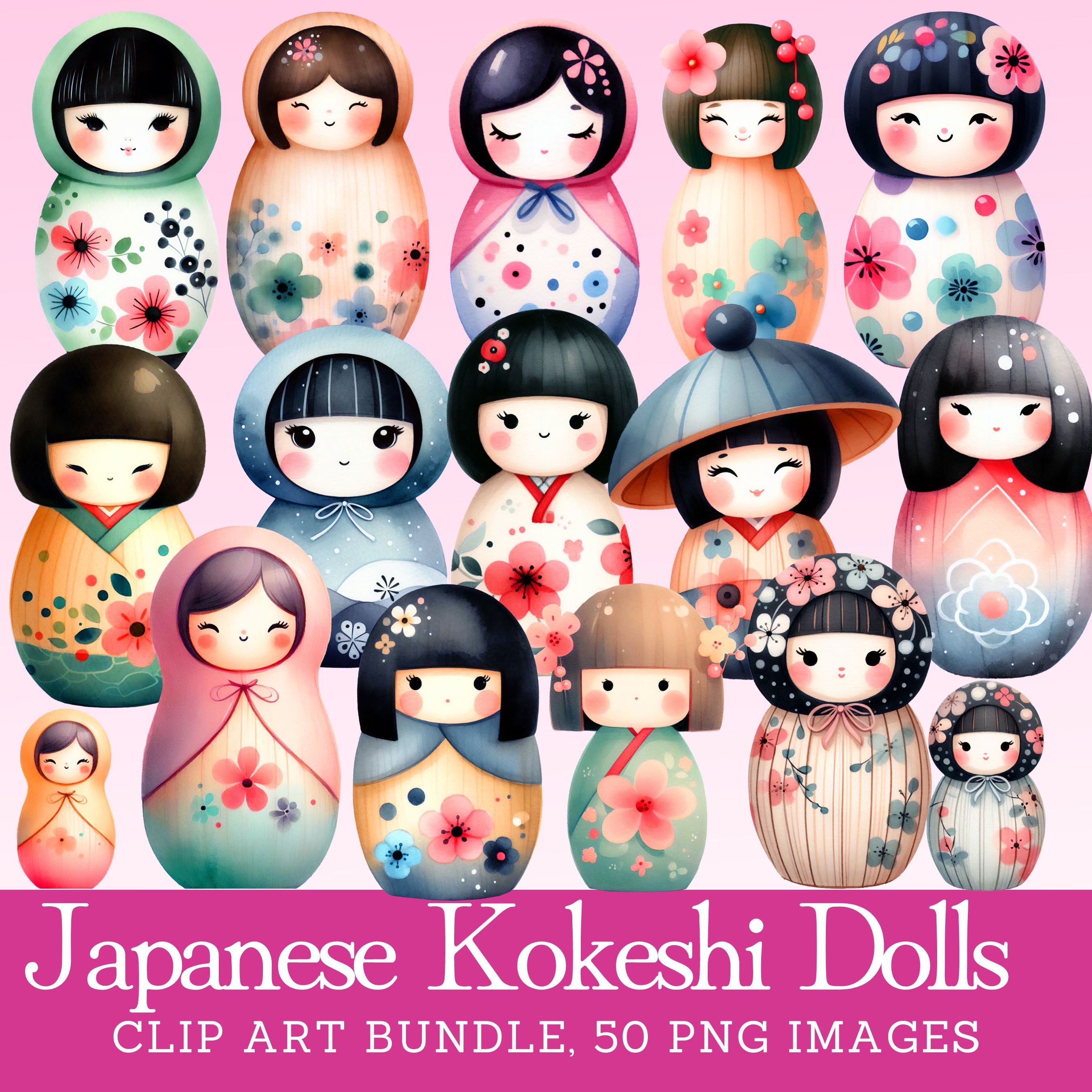 Kokeshi Doll Clip Art: Japanese Traditional Dolls (digital Download) - Etsy
