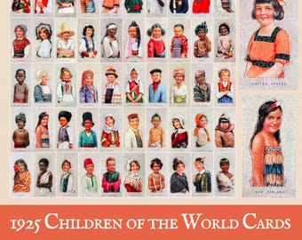 1920s Children of the World Ephemera: Vintage Trading Cards (Digital Images)