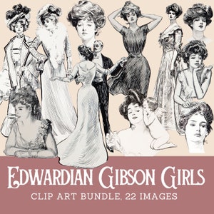 Gibson Girl Clipart Bundle Edwardian Women Digital Images Charles Dana Gibson Girls Digital Download