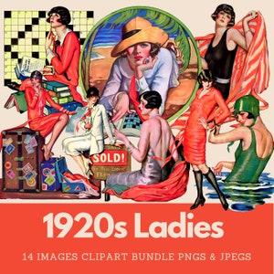 1920s Ladies Clipart Bundle for Junk Journals Scrapbooking 1920s Vintage Women Digital Images