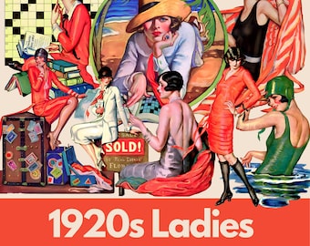 1920s Ladies Clipart Bundle for Junk Journals Scrapbooking 1920s Vintage Women Digital Images