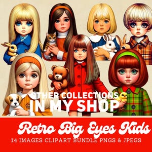 retro big eye girls in the style of Margaret Keane