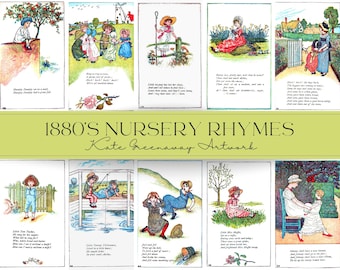 Kate Greenaway Nursery Rhymes Clip Art: Vintage Mother Goose Clipart (Digital Download)