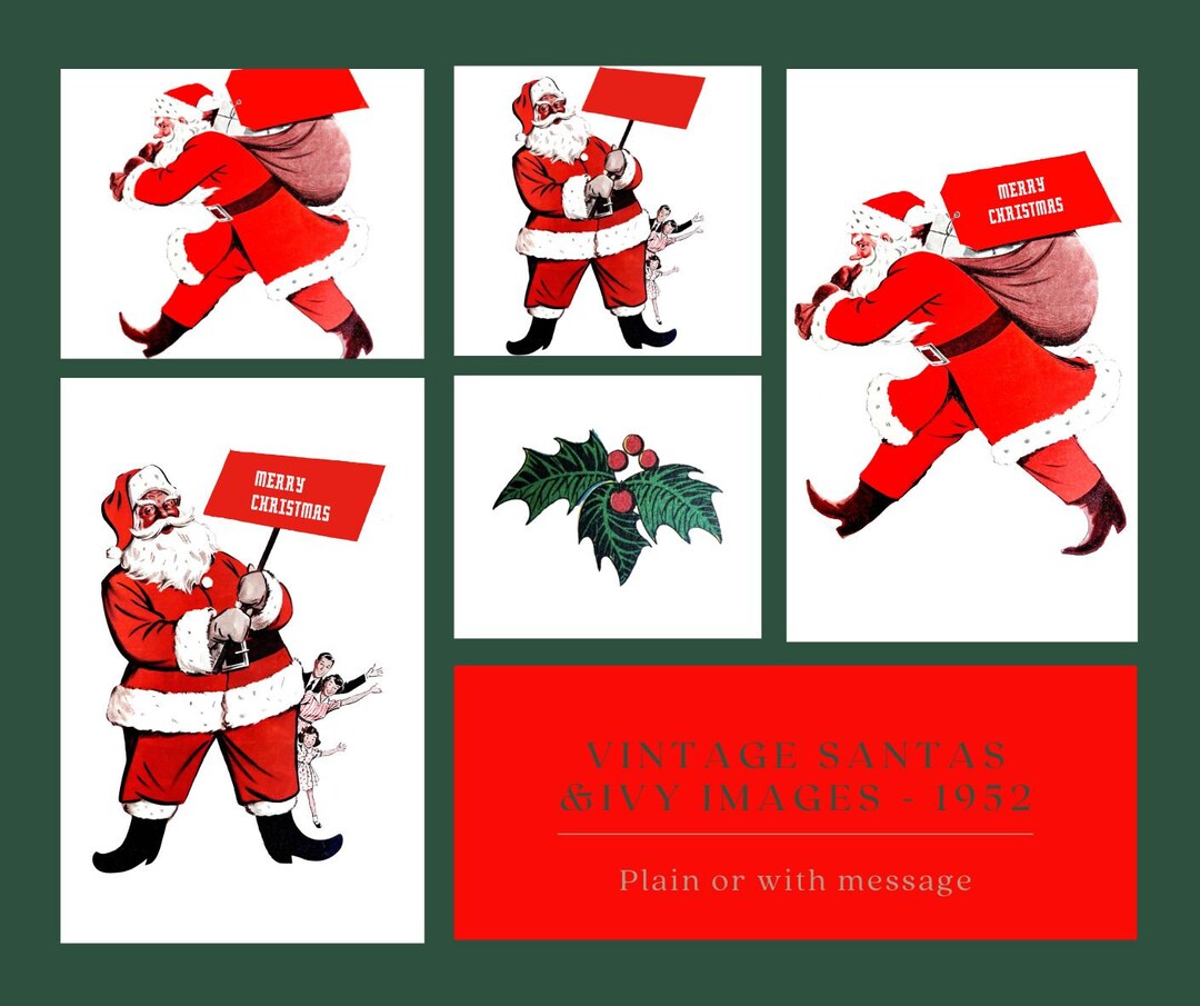 Retro 1950s Santa Claus Clipart Midcentury Santa Plus Vintage - Etsy