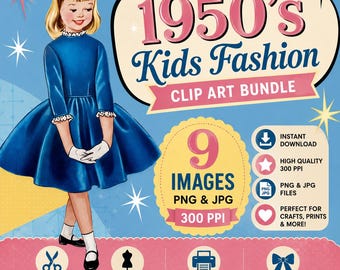 1950s Kids Fashion Clipart Bundle: Vintage Magazine Images (Digital Images)