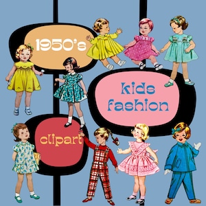 1950s Kids Clipart Bundle Vintage baby Clipart Children and Babies Fussy Cuts