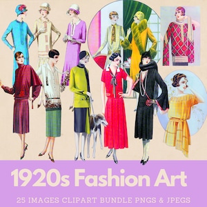 1920s Flappers Fashion Clipart Bundle for Junk Journals Scrapbooking 1920s Women