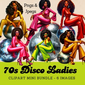 Discodansers uit de jaren 70 Afro-Amerikaanse vrouwen uit de jaren 70 Clip Art bundel disco digitale beelden jaren 1970 mooie zwarte vrouwen clipart