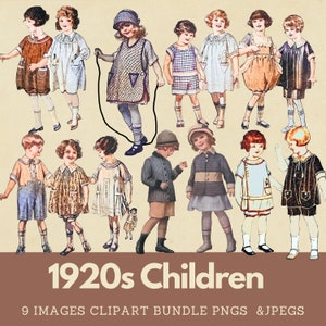 Vintage Kinder Clipart Bundle 20er Jahre Kinder Digitale Bilder 1920er Jahre Kids Junk Journal