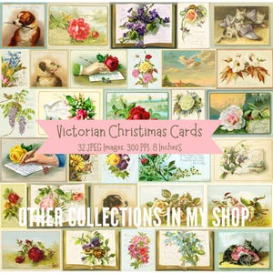 Victorian Christmas card artworks, vintage Victorian greeting cards