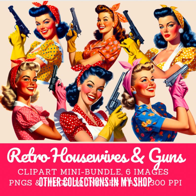 Retro Americana Women Clipart: Patriotic USA Graphics (Digital Images) image 13
