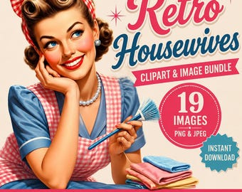 Retro Housewife Clipart Bundle: 1950s Style PNG Images (Digital Download)