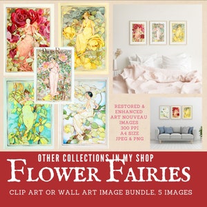 art nouveau flower fairy wall art designs