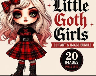 Goth Girl Clipart: PNG-bildpaket (digital nedladdning, 20 bilder)