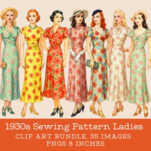 open lace back dress PRINTED PATTERN– Begonia– Mid 1930s Dress Pattern- Bust 30
