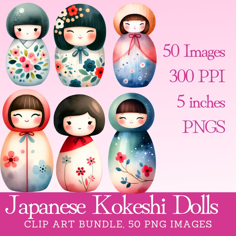Kokeshi Doll Clip Art: Japanese Traditional Dolls (digital Download) - Etsy
