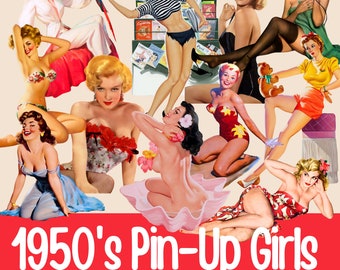 Vintage 1950s Pin-Up Girls clipart Calendar Girls png