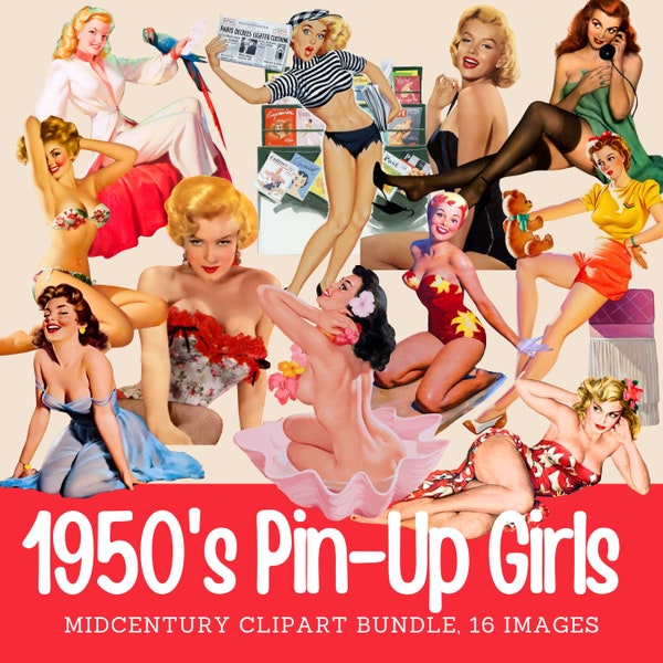 Vintage 1950s Pin-Up Girls clipart Calendar Girls png