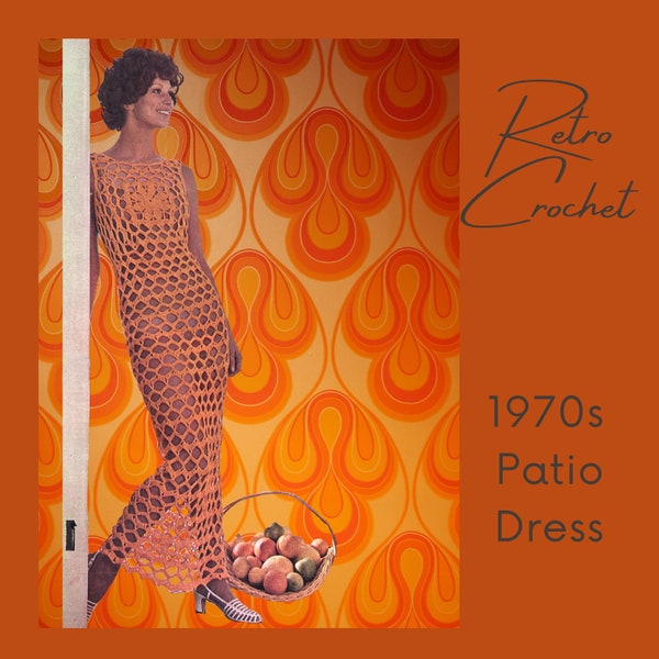 Women's 1970s Crochet Maxi Dress Beach or Pool wear