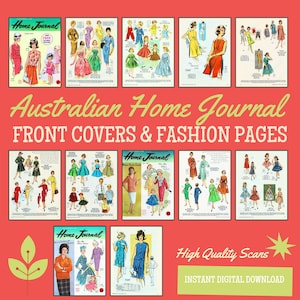 Vintage jaren 60 modepagina's - afdrukbare midcentury kieskeurige snitten - plakboek mode-ephemera - Australian Home Journal