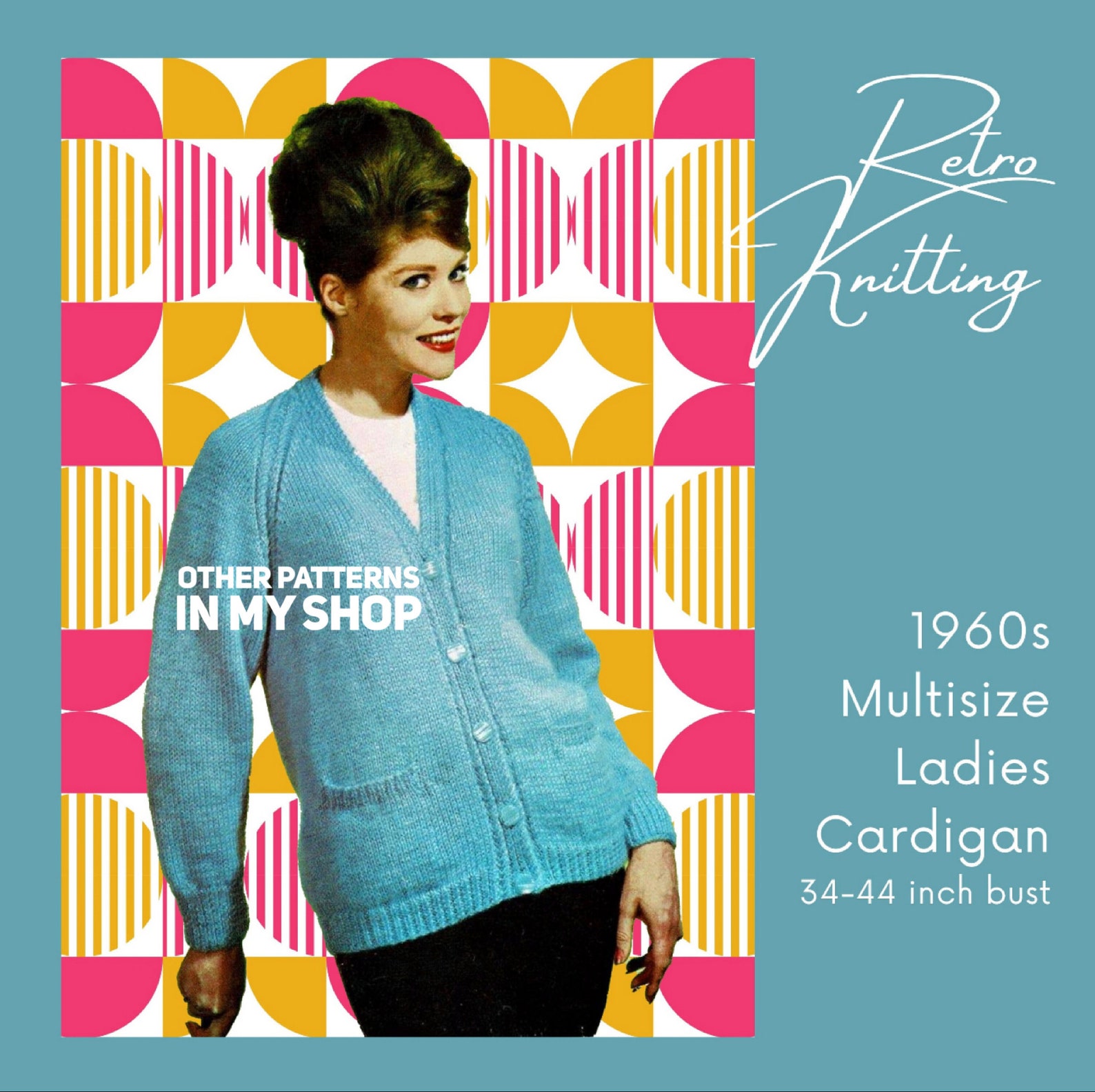 60s Beatnik Women's Sweater Knitting Patterns 4 Black & White Designs ...