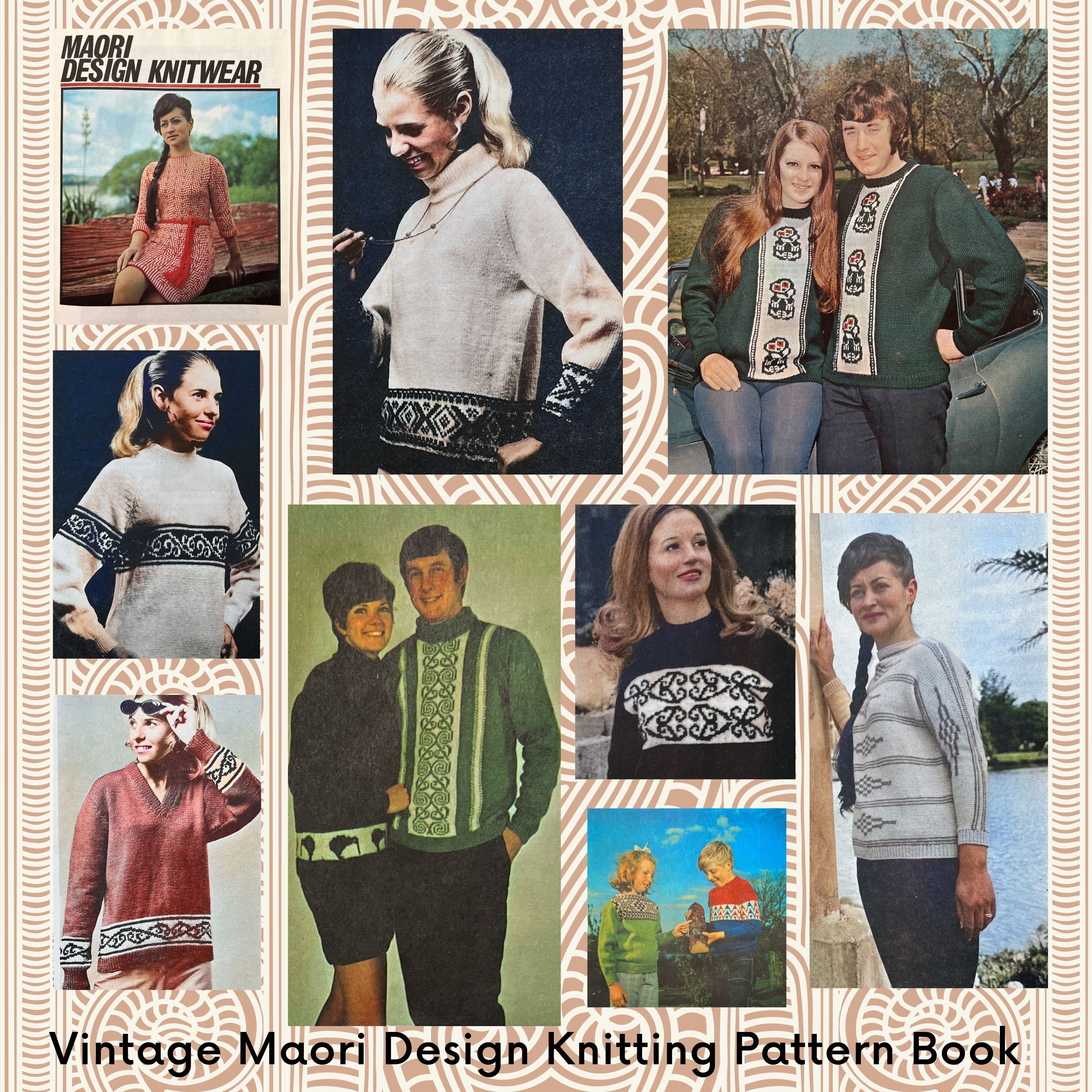 Vintage 1960s Maori Sweater Knitting Pattern Book (digital
