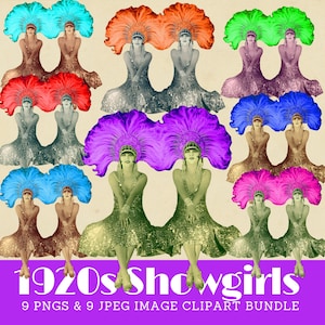 Vintage Showgirls Clipart Bundle 1920s women dancers 1920s Women