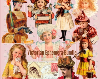 Victorian Children Ephemera: Junk Journal Clipart Bundle (Digital Download)