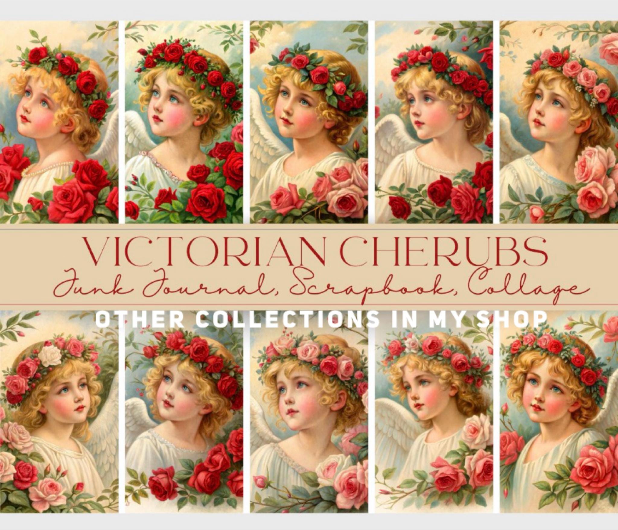 Vintage Fan Clipart: Victorian Painted Fans Junk Journal
