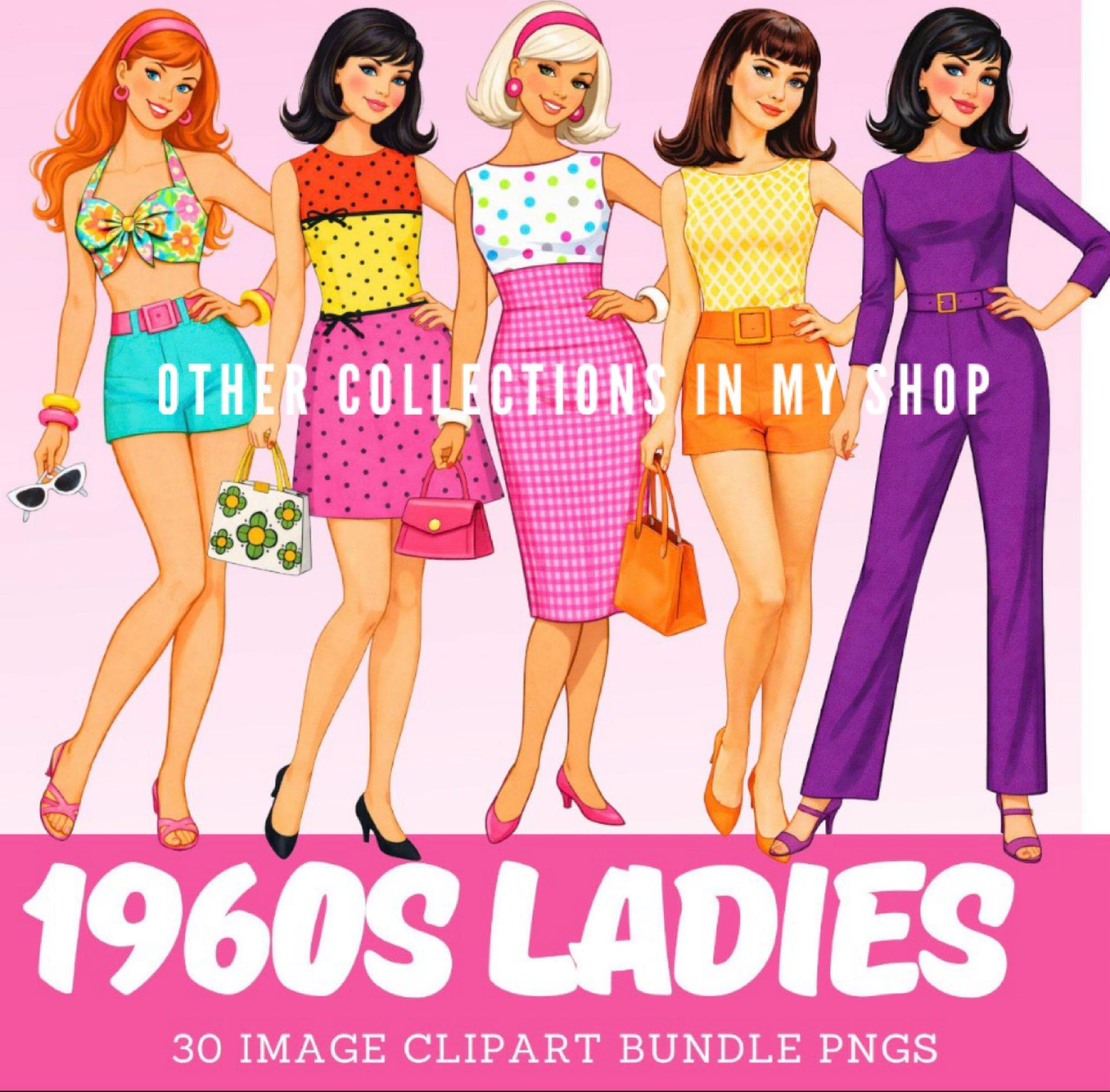 Vintage 1960s Fashion Pages - Printable Midcentury Fussy Cuts