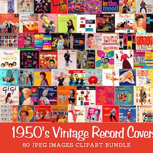 Jaren 50 platenhoezen clipartbundel jaren 1950 muziek kortstondig voor tijdschriften en digitale scrapbooking