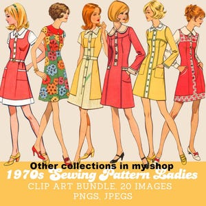 80s Fashion Clipart Bundle: Vintage Women PNGs (Digital Download) image 16
