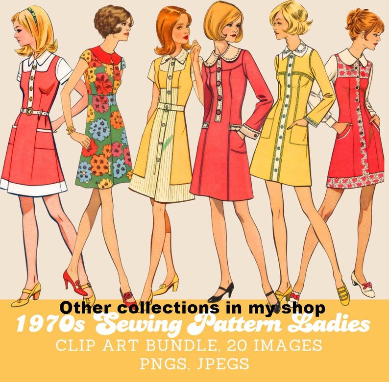 80s Fashion Clipart Bundle: Vintage Women PNGs (Digital Download) image 16