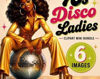 70s Disco African American Women Clip Art Bundle (Digital Images)