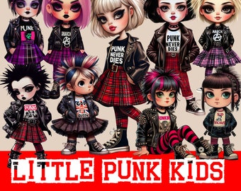 Punk Kids Clip Art Bundle Digital Download Cute Punk Girls