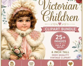 Vintage Victorian Children Clipart Bundle for a Victorian Journal or Scrapbook