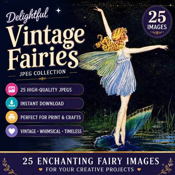 Vintage Fairy Ephemera: 1920s Art Illustrations (Digital Download)