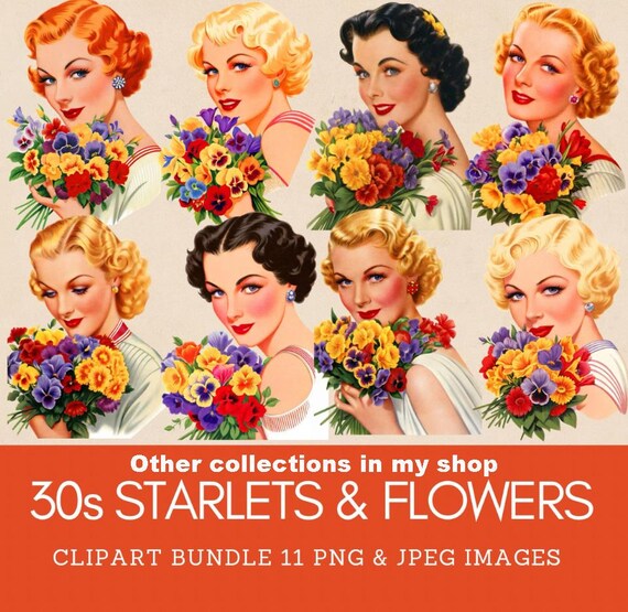 1930年代のレディースファッションクリップアートセット 1930年代の