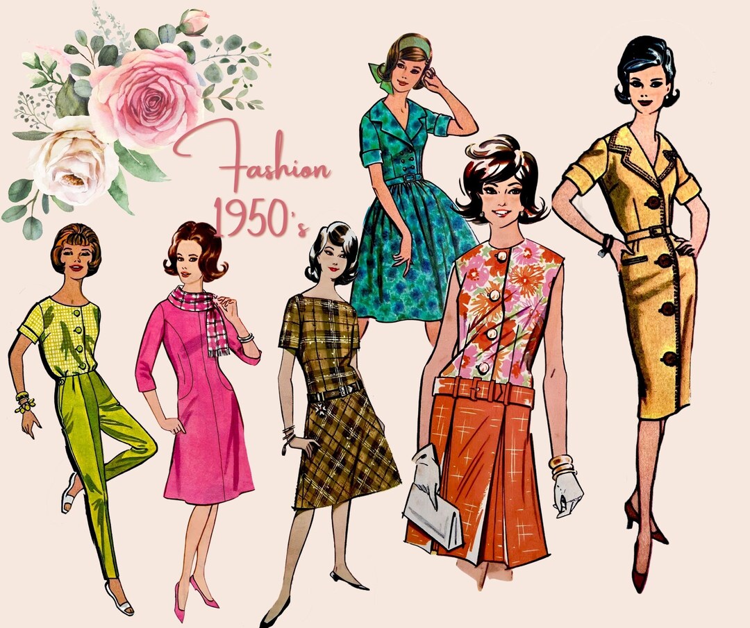 1950s Fashion Clipart Mini-bundle: Mid-century Women's Styles