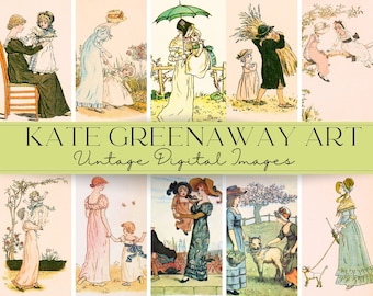 Victoriaanse illustraties Kate Greenaway: Junk Journal Ephemera (digitale afbeeldingen)